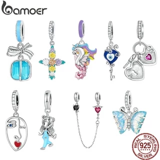 Bamoer Beads Pingente De Prata 925 Flor Do Coração Cruz Demônio Olho Chave Da Borboleta Charme Para As Mulheres Menina Diy Colar Pulseira Acessórios em Oferta na Shopee