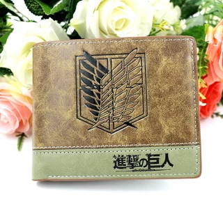 Anime Attack on Titan Carteira Curta Estudantes Bolsa Cáqui Dompet