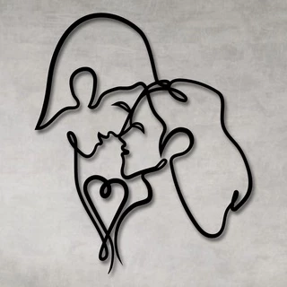 Quadro Decorativo Vazado Casal Amor MDF Escultura de Parede MDF Preto