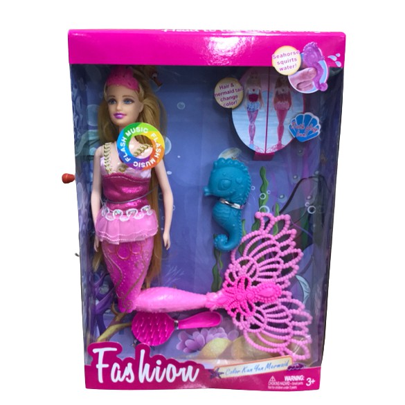 Boneca Barata Sereia Com Luz E Musical Tipo Barbie 30 Cm 4pç em