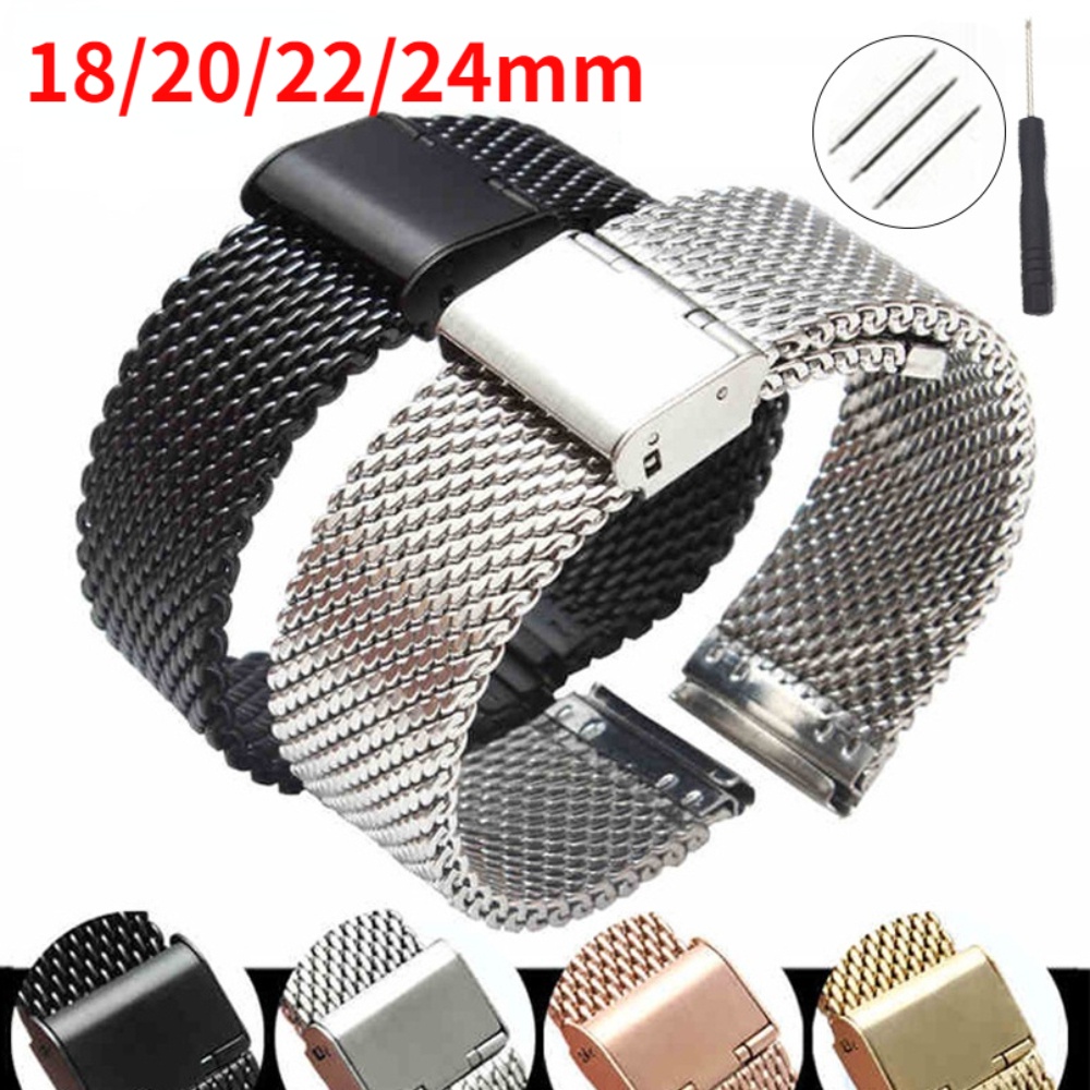 Cinturino Orologio In Acciaio Maglia Metallica 22 Mm – Chiusura Magnetica E Attacchi Rapidi, Unisex