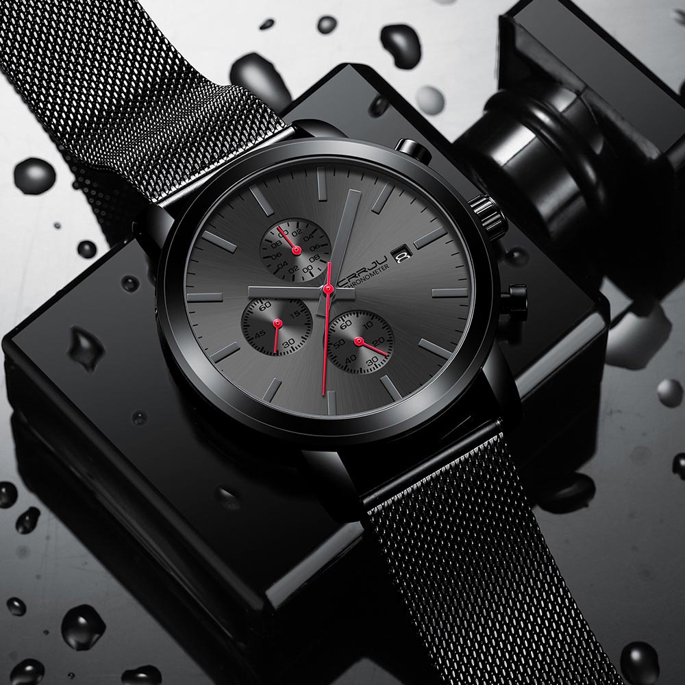CRRJU Orologio Analogico al Quarzo Uomo con Cinturino in Lega di Acciaio 2266B-RG