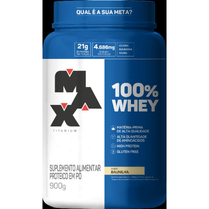 100% Whey Pote 900G – Max Titanium – Baunilha