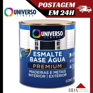 Tinta Esmalte Sintético a Base de Água Para Madeira e Metal Premium Branca 900ml - Universo