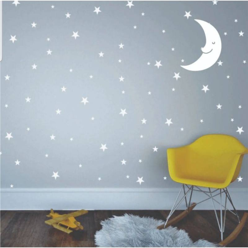 Adesivo Parede 324 Estrelas 9,7,5 E 3cm + Lua 30 Cm QUARTO BEBÊ autocolante