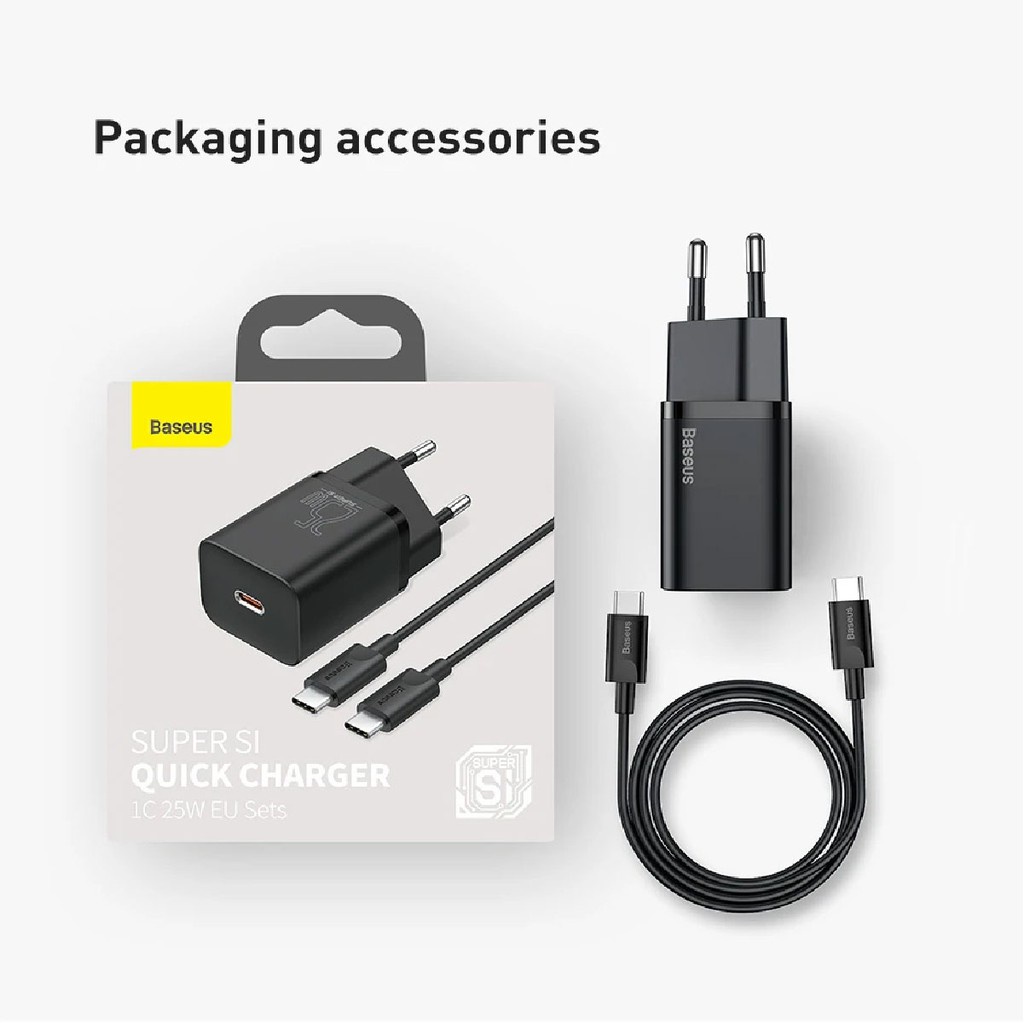 Kit Carregador PD 3.0 ANDROID E Cabo Usb C Type-c Turbo 25w BASEUS