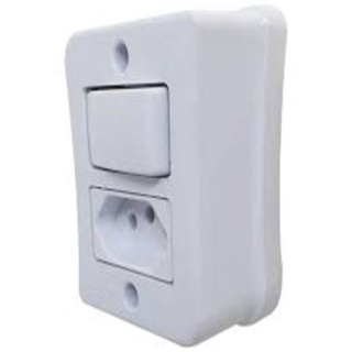 Kit 2 Interruptores 1Tecla + Tomada 10A Sobrepor - Pluzie