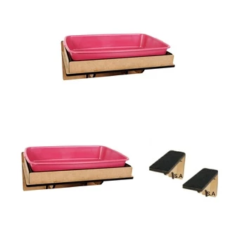 Kit Suporte para Caixa bandeja de areia de parede Degraus para Gatos Kit Nicho mdf 4 peças