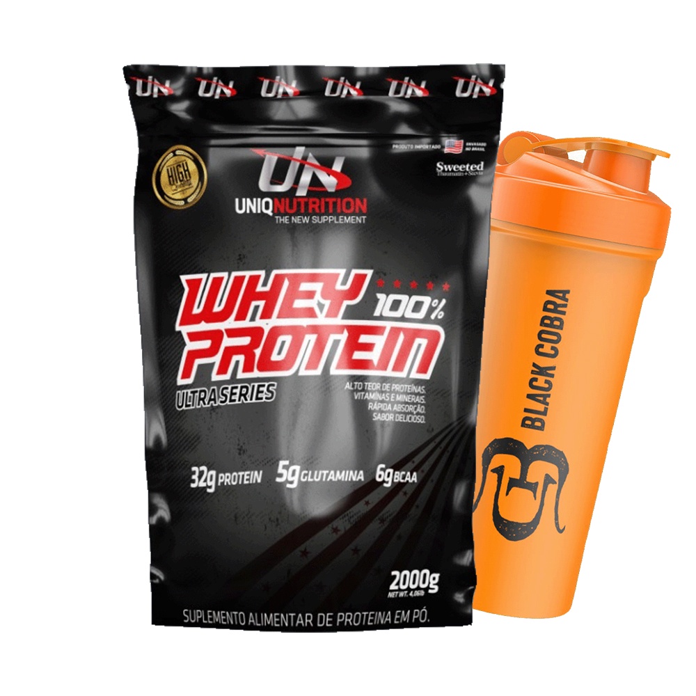 Whey Protein 100% Uniq 2 Kilos + Coqueteleira Black Cobra