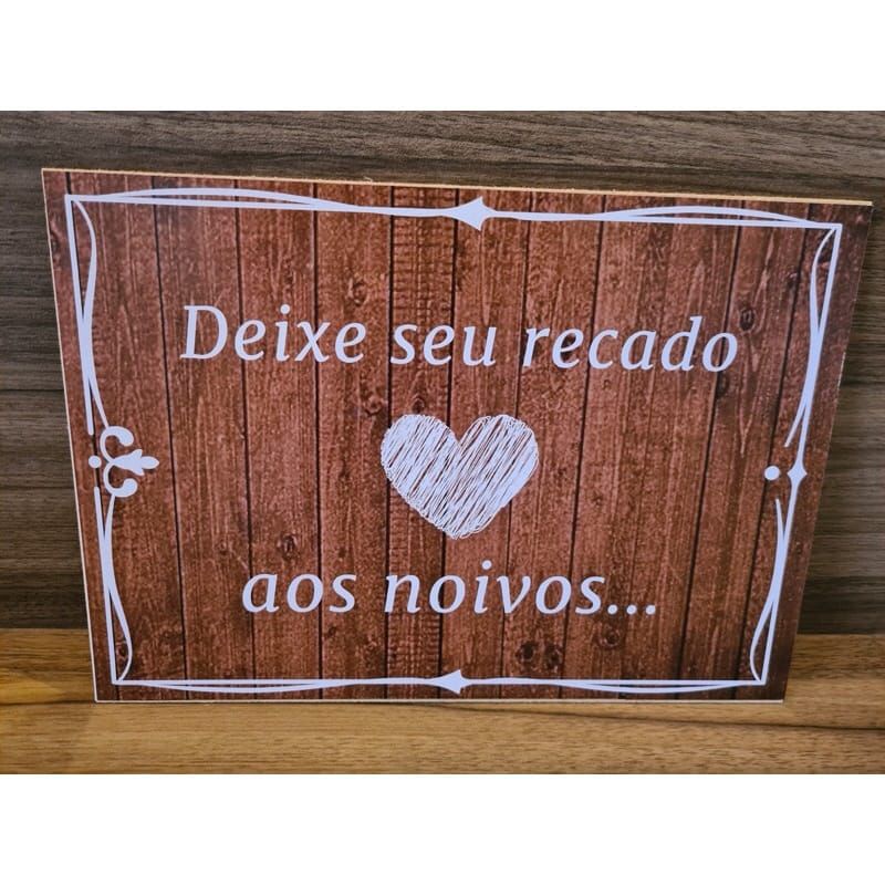 Placa Decorativa MDF Casamento Deixe seu recado aos noivos