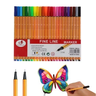 kit 24 Canetas Coloridas Fine Line Ponta Fina 0.4 mm Aproveite