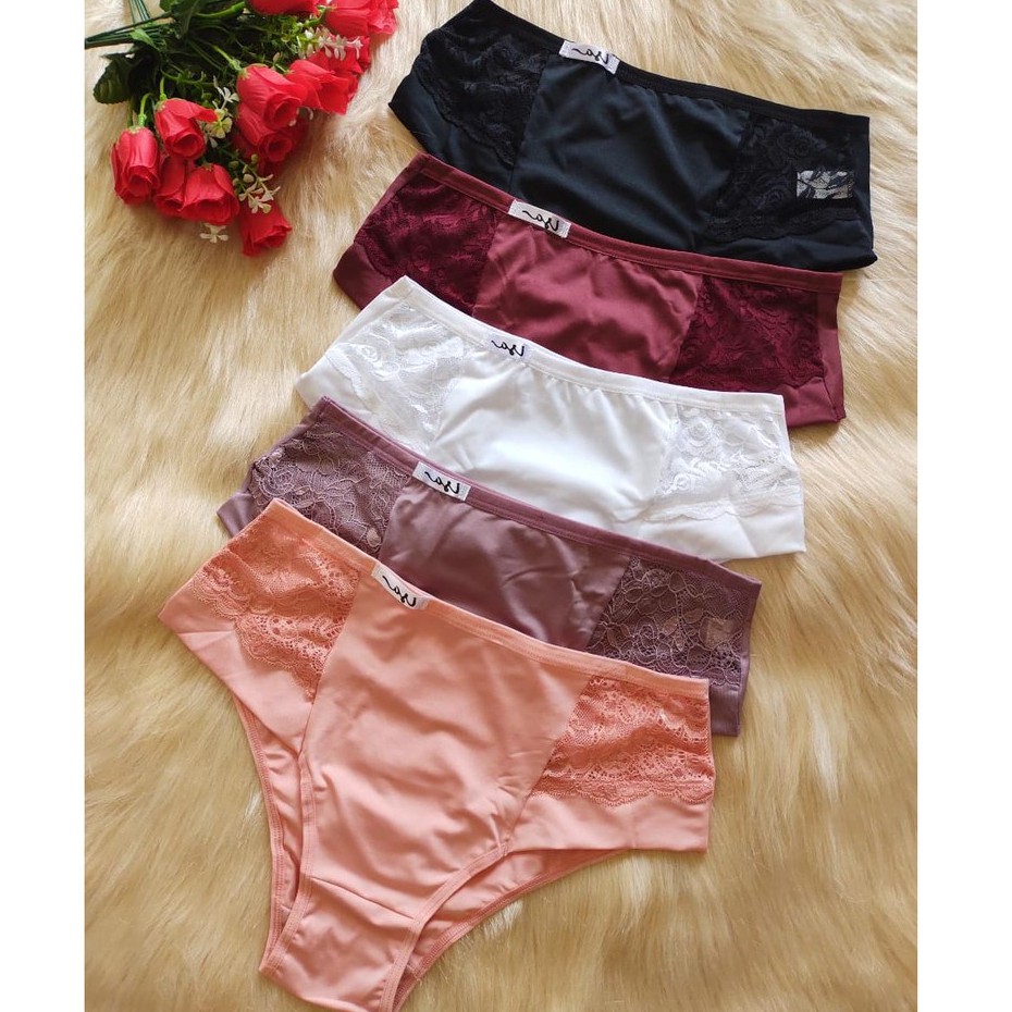 kit 5 Calcinha detalhe de renda conforto calçola senhora dia a dia promoção lingerie