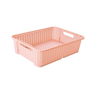 Cesta de Plástico Retangular Organizadora 5,8 L Empilhável Trama Vinho Malbec-Rosa Pastel