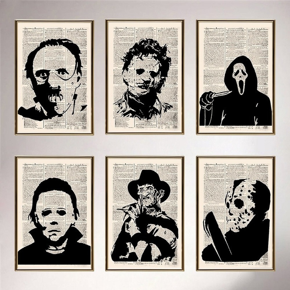 Clássicos filmes de terror halloween michael myers personagens presentes  cartazes e impressões pintura em tela fotos da arte da parede decoração casa