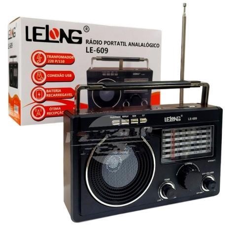 Rádio Recarregável Retrô Bluetooth AM FM USB SD : LE-609 - LELONG ...