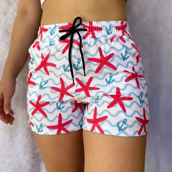 Short Tactel Feminino Brasil Moda Praia Verão