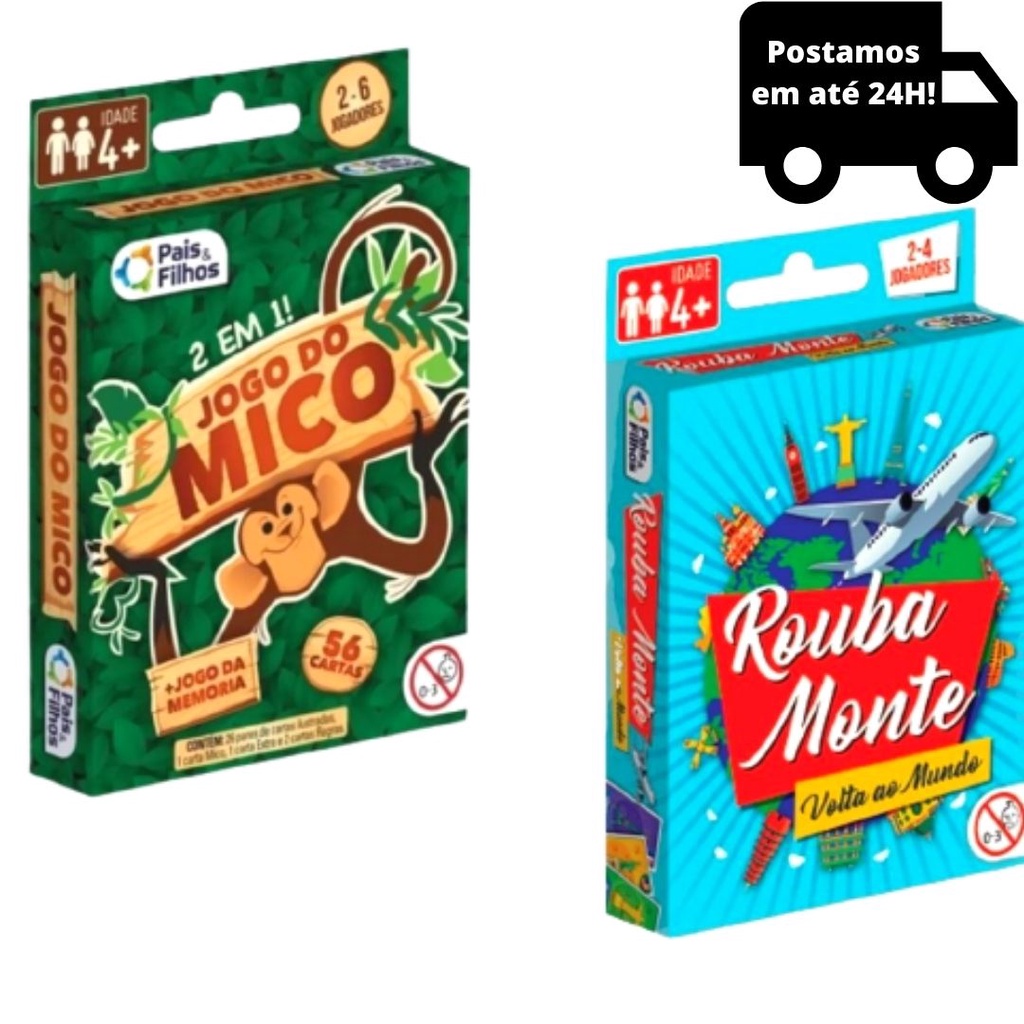 Jogo do Mico + Memoria 2 em 1 Pais & Filhos – Quinzinho Brinquedos