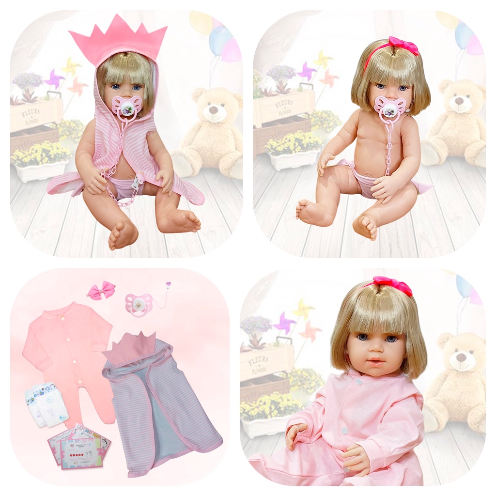 Boneca Bebê Realista Tipo Reborn Com Chupeta Acessórios | Shopee Brasil