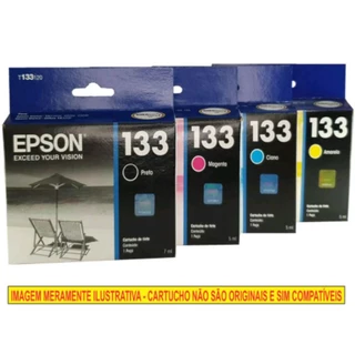 Cartucho compatível com a Epson 133 - Kit 4 Cores P/ Tx 235w-320w-420w-430w