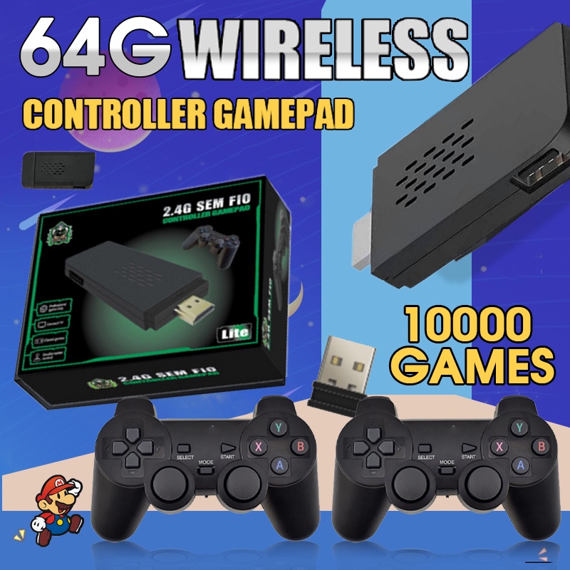 Console de videogame com Gamepads sem fio, 10000 Jogos Grátis