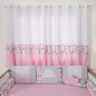 Cortina Nuvenzinha 2,00 Mts Para Quarto bebe e infantil rosa