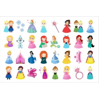 Tatuagem Temporária Infantil PRINCESINHAS cartela com 32 tatuagens certificadas pelo INMETRO