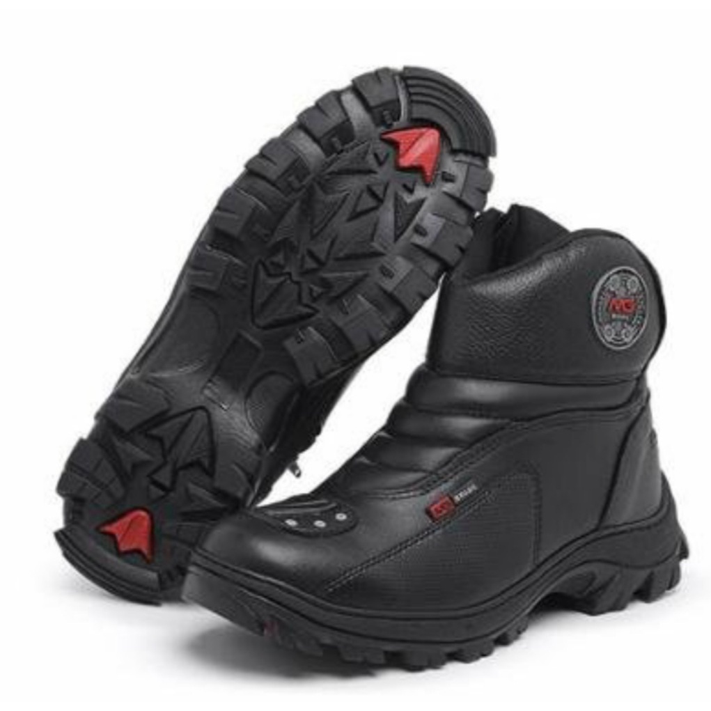 Bota Motociclista Masculina Semi Impermeavel Couro Legitimo