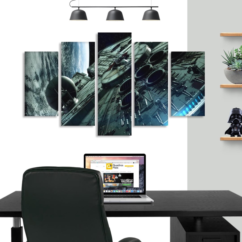 Quadros Decorativo Star Wars Millenium Falcon 5 peças mdf alta qualidade