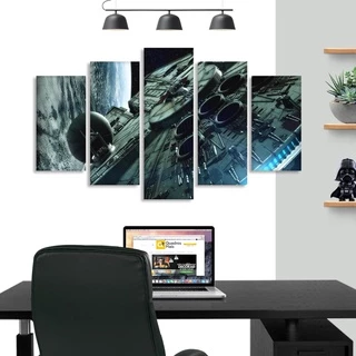Quadros Decorativo Star Wars Millenium Falcon 5 peças mdf alta qualidade