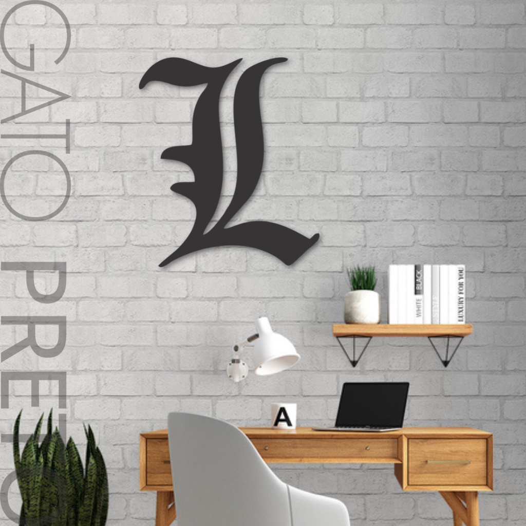Placa Quadro Decorativo Death Note L Letra Anime Madeira MDF Com Fita ...