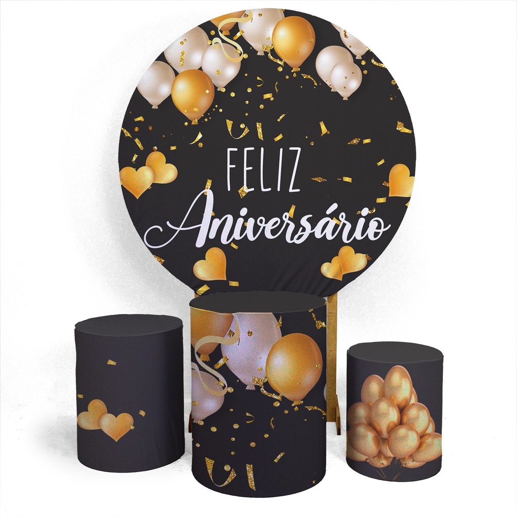 Trio Capa Cilindro Feliz Aniversario +Painel Sublimado Festa | Shopee ...