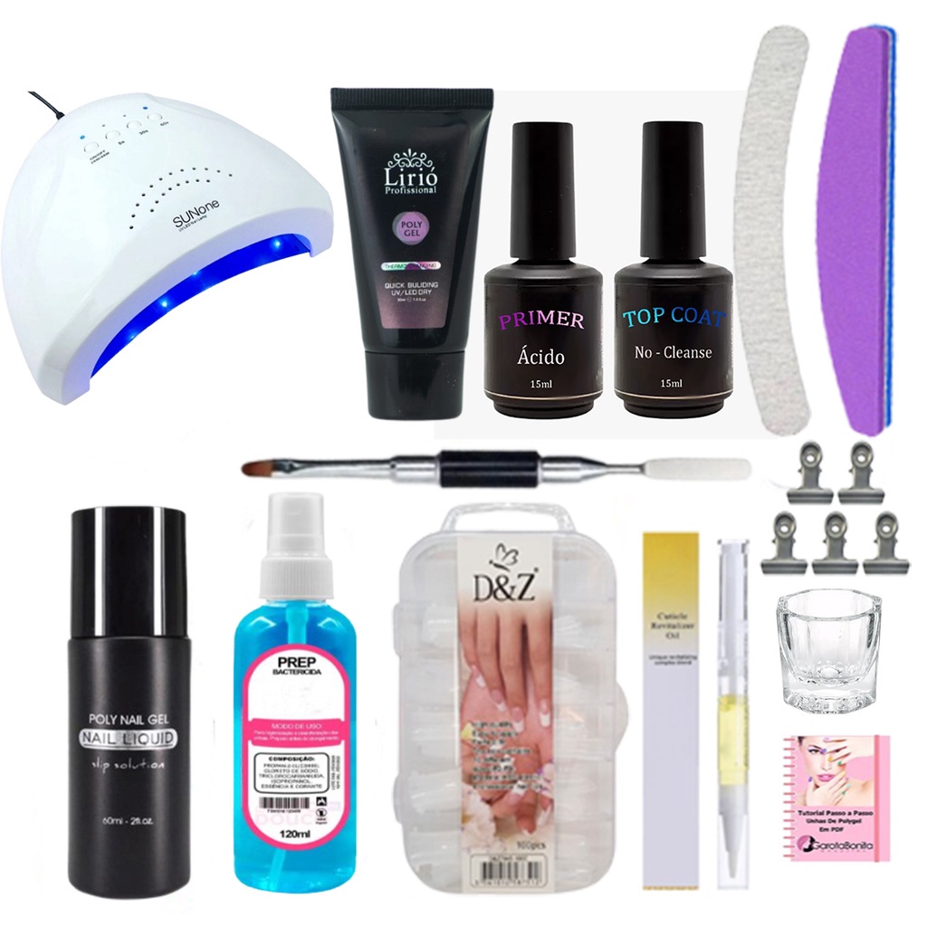 Kit Polygel Unhas Extensao Alongamento Manicure Sun One 48w | Shopee Brasil
