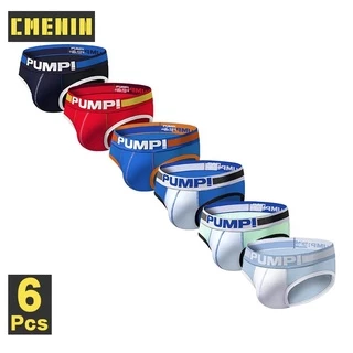 6Pcs PUMP Cuecas 100 % Algodão Homem Moda Moderna Confortável Multicor H69