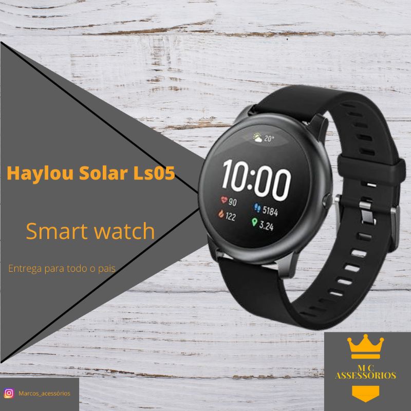 Relógio Smartwatch Xiaomi, Haylou Solar LS05, Bluetooth, Black