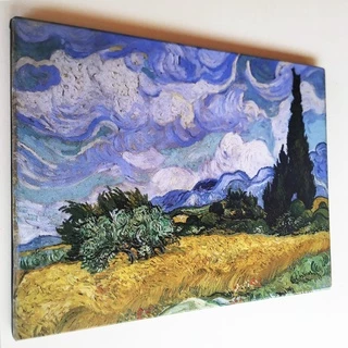 Quadro decorativo tela Van Gogh campo de trigo com ciprestes