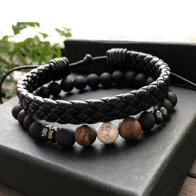 Pulseira masculina de pedra natural