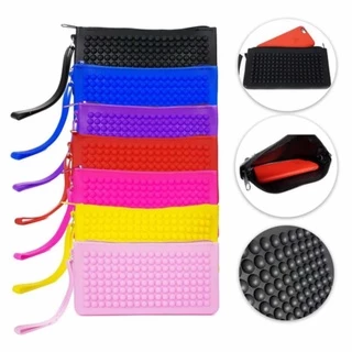 Necessaire Estojo Silicone Carteira Flexivel Qualidade Cores
