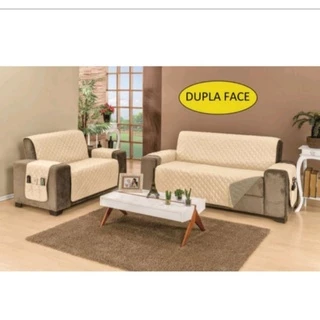 kit capa de sofa Protetora 2 e 3 lugares PADRÃO CÁQUI/PALHA