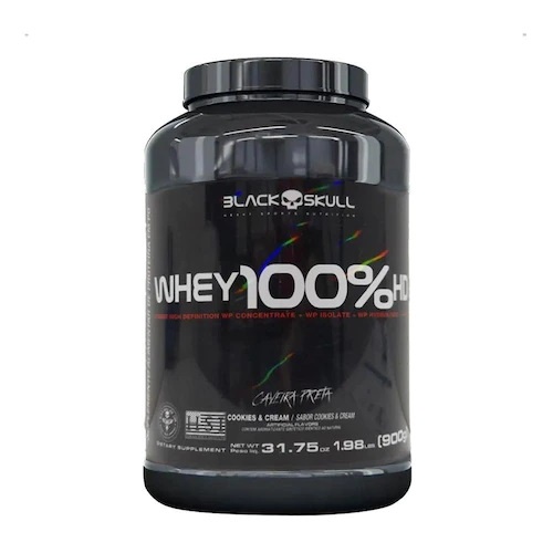 Suplemento Whey 100% HD Cookies e Cream Caveira Preta Original Black Skull 900g + Coqueteleira – Healthy’s Nutrition