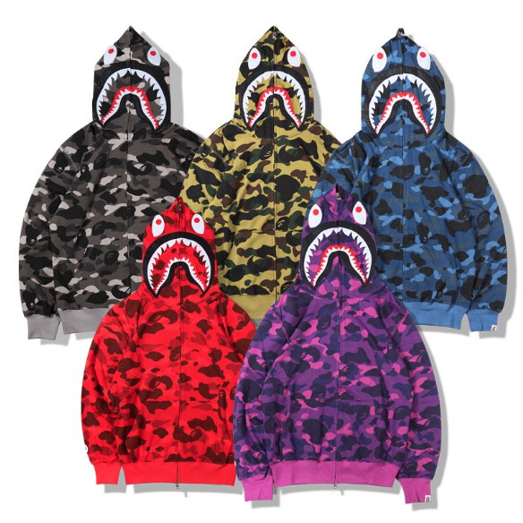 (Em Estoque) Nova Bape Jaqueta Com Capuz Camuflagem Casual Suéter Para Masculino E Mulheres