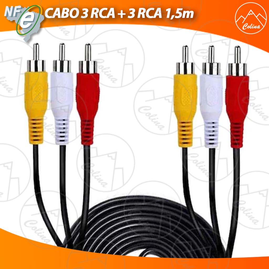 Cabo RCA para TV, DVD, Vídeo Games, Receptores, Decoders, aparelhos do tipo  Net, SKY, TV a cabo