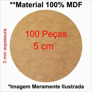 100 Bolacha Redonda 5 cm MDF 3MM