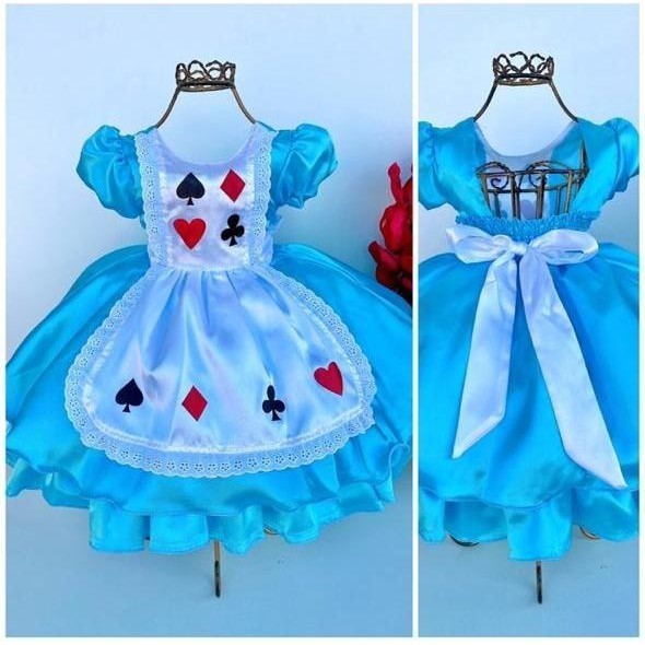 Vestido fantasia alice no pais 2024 das maravilhas