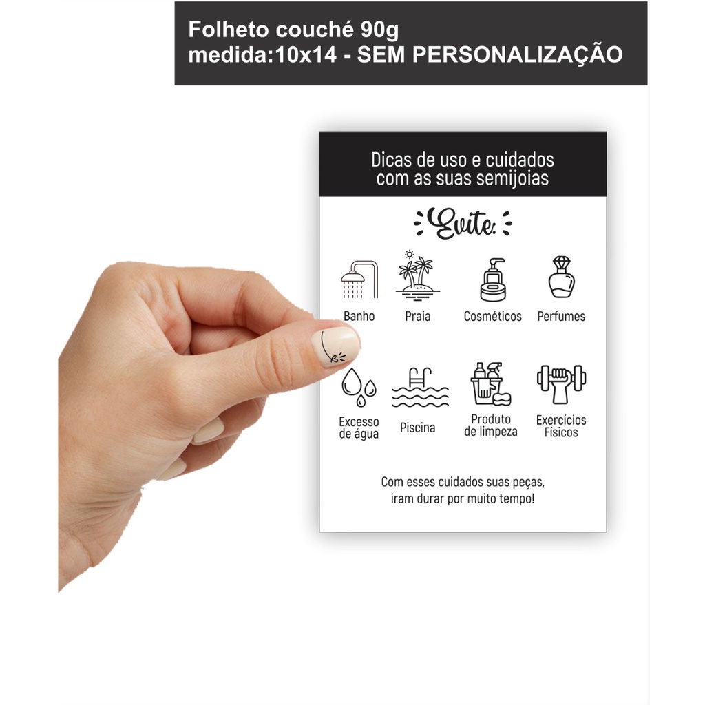 Folheto / Panfleto Folder - Cuidado para Joias 10x14cm - SEM PERSONALIZAÇÃO
