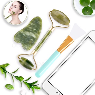 Kit Rolinho Pedra De Jade Facial Massageador Anti Rugas