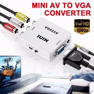 Mini Adaptador Conversor de AV Para VGA Full HD 1080p ( AV2VGA)