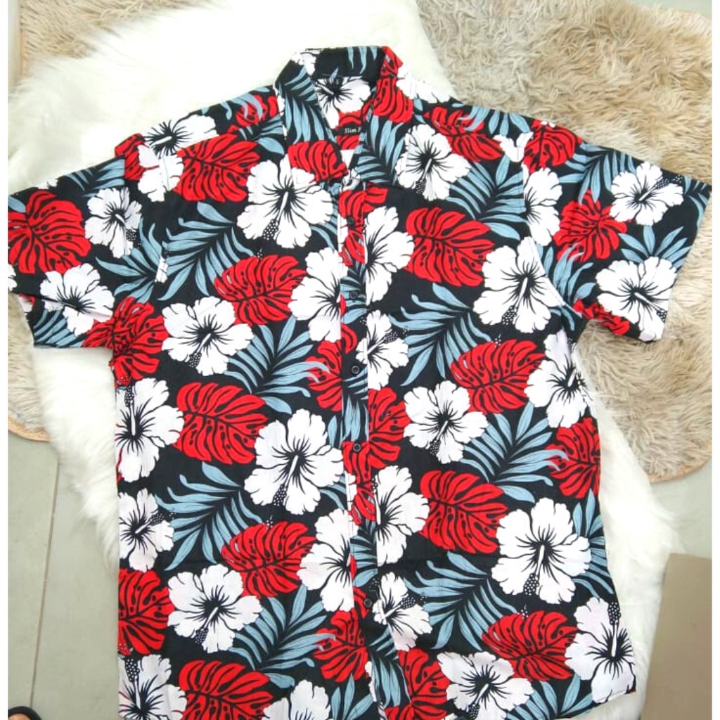 Camisa Social Florida Masculina Confortável Estampada Floral Havaianas