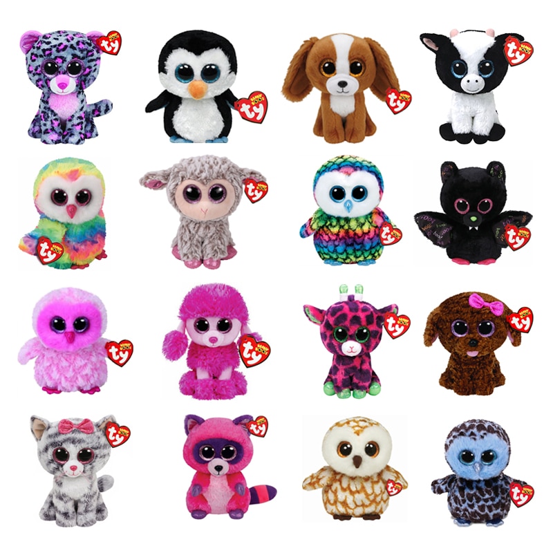 Ty beanie boos olhos grandes animais de pelúcia rosa zebra boneca