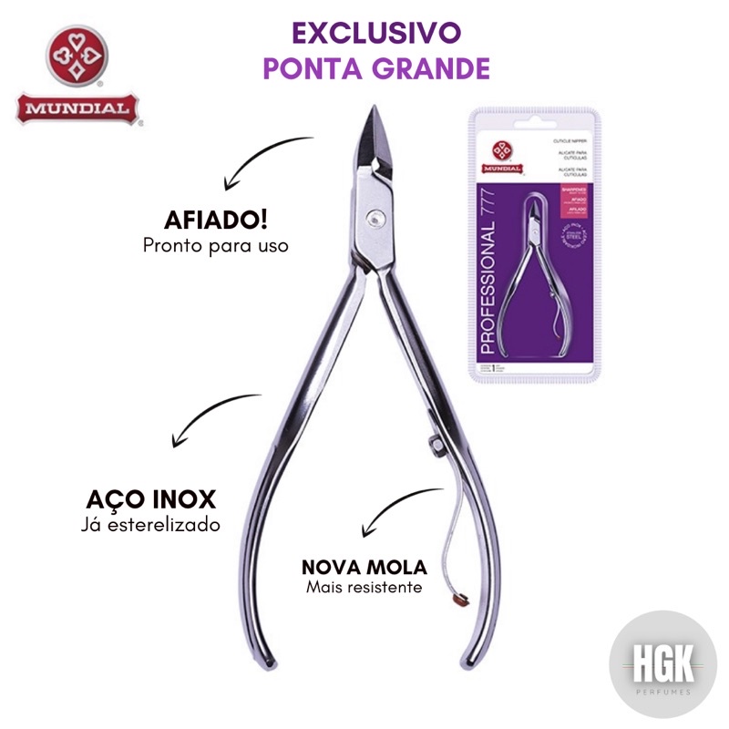 Alicate de unha profissional 777 inox cutícula manicure Mundial ...