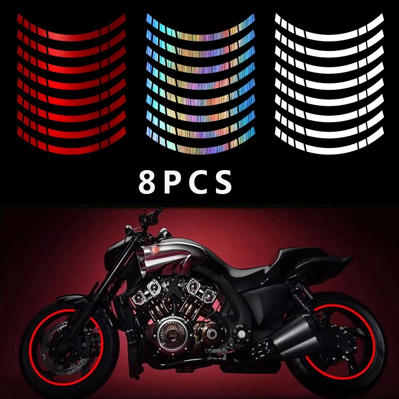 1 Conjunto 8 Tiras 15 17 18 Polegadas Adesivos Refletivos Para Rodas De Aro Decalque Fita Exterior Do Carro
